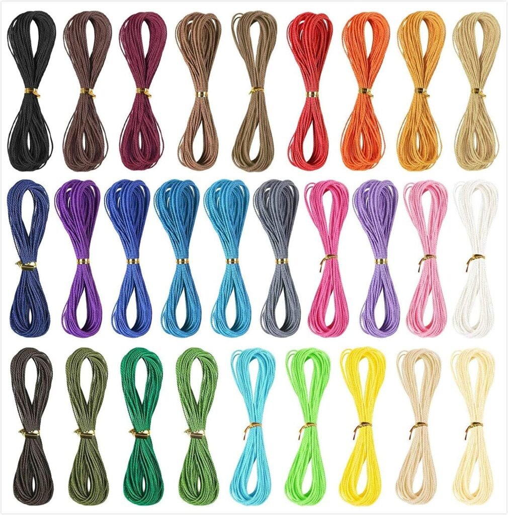 40 Colors 1mm Waxed Polyester Cord Bracelet Cord Wax Coated String for Bracelets Waxed Thread for Jewelry Making Waxed String for Bracelet Making10m for Each Color