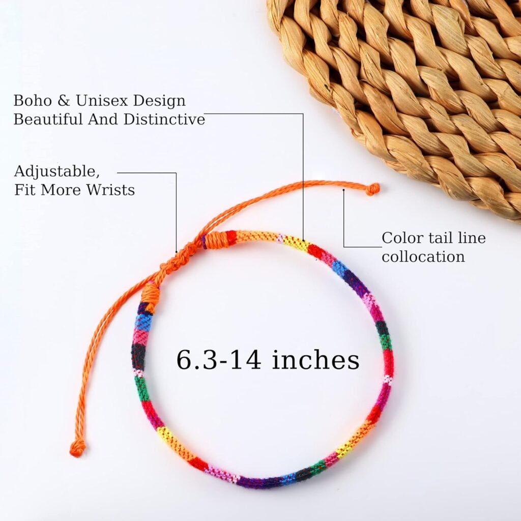 Florideco 24 Pcs Boho Surfer Bracelet Anklet Adjustable Beaded Anklets Handmade Braided Bracelet Colorful Anklet Summer String Rope Ankle Bracelets Waterproof Surfer Beach Bracelet Boho Jewelry for Women Men