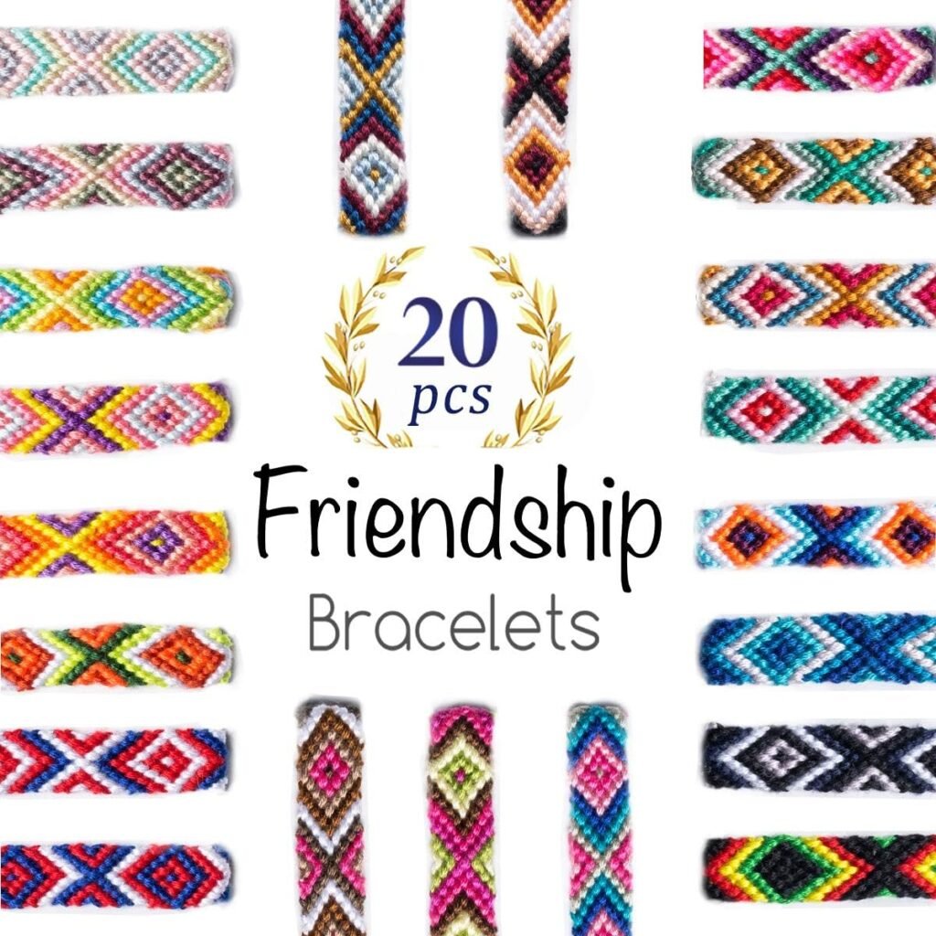 iShyan Woven Friendship Bracelets 20 Pcs Braided Bracelets Handmade Colorful Adjustable String Bracelets,1cm
