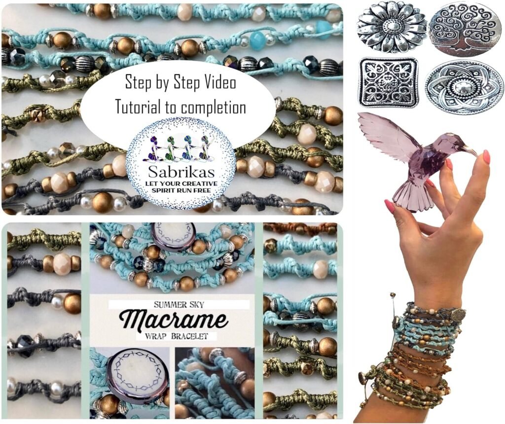 Macrame Jewellery Making Kit Spiral Wrap Bracelet  Crystal Glass Beads Girls Hobby DIY Craft Gift Set