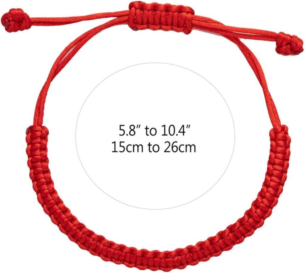 Handmade Buddhist String Bracelets for Women Men Boys Girls, Tibetan Adjustable Woven Rope Bracelet for Protection and Luck, Red and Black, 2or 6 pcs/set