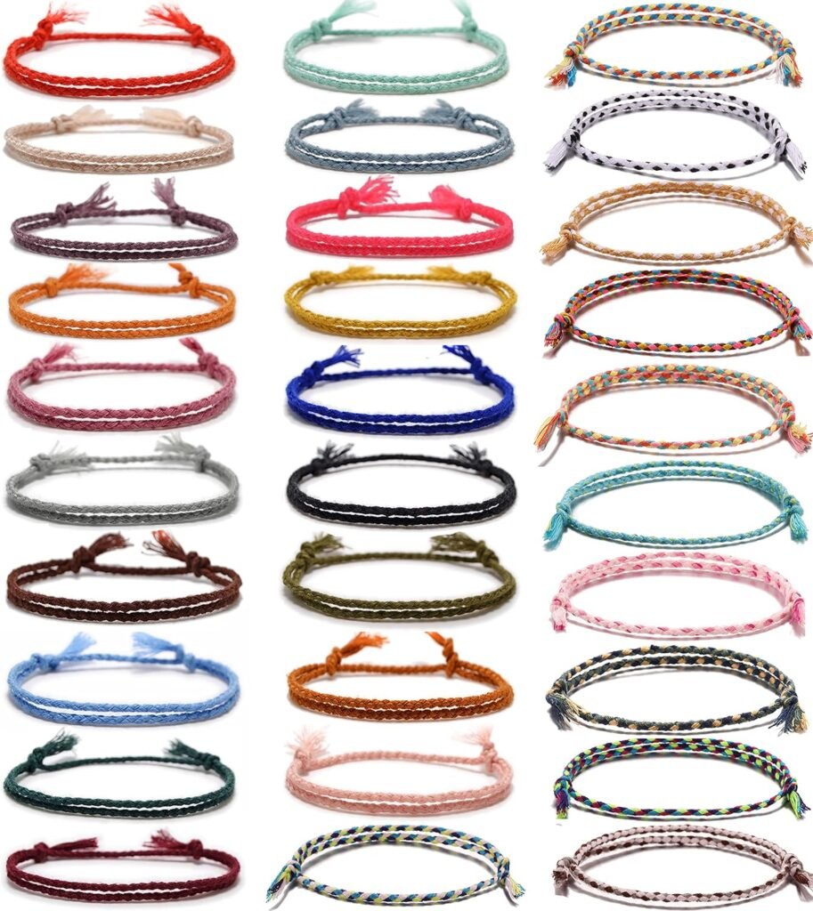 30 Pcs Handmade Woven Wrap Friendship Braided Bracelet for Women Colorful Wrist Cord Adjustable Birthday Gifts-Party Favors