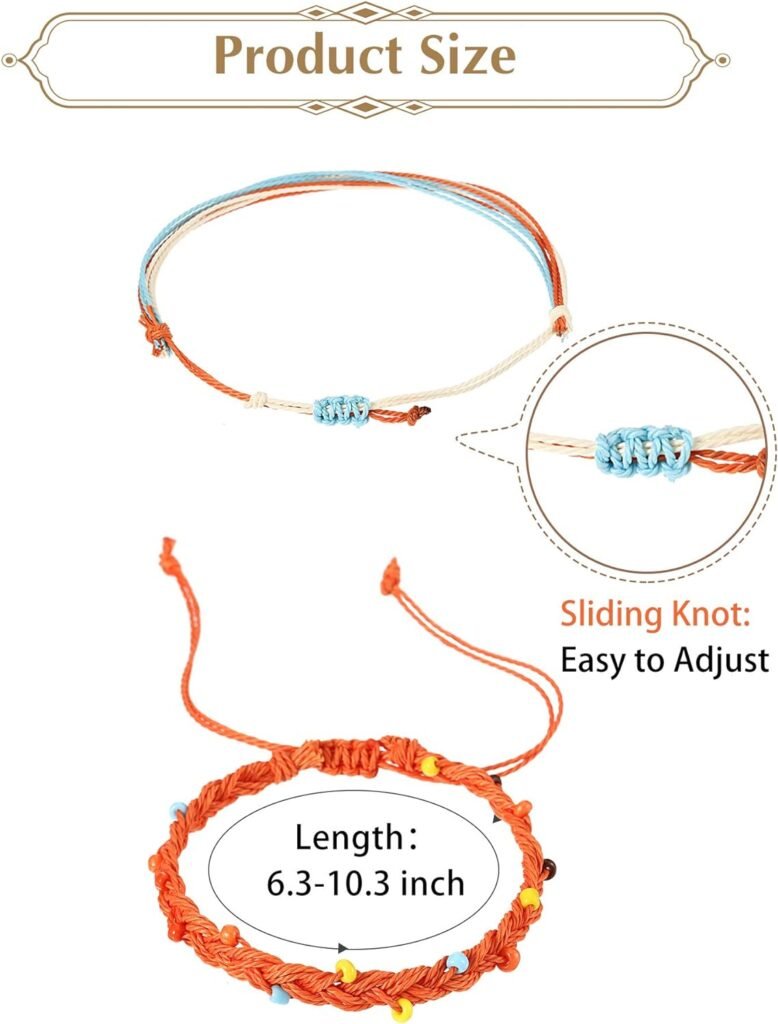 Hicarer 21 Pieces Surfer Wave Bracelet Ocean Wave Adjustable Waterproof Handmade Friendship Bracelet Anklets Jewelry for Women Teen