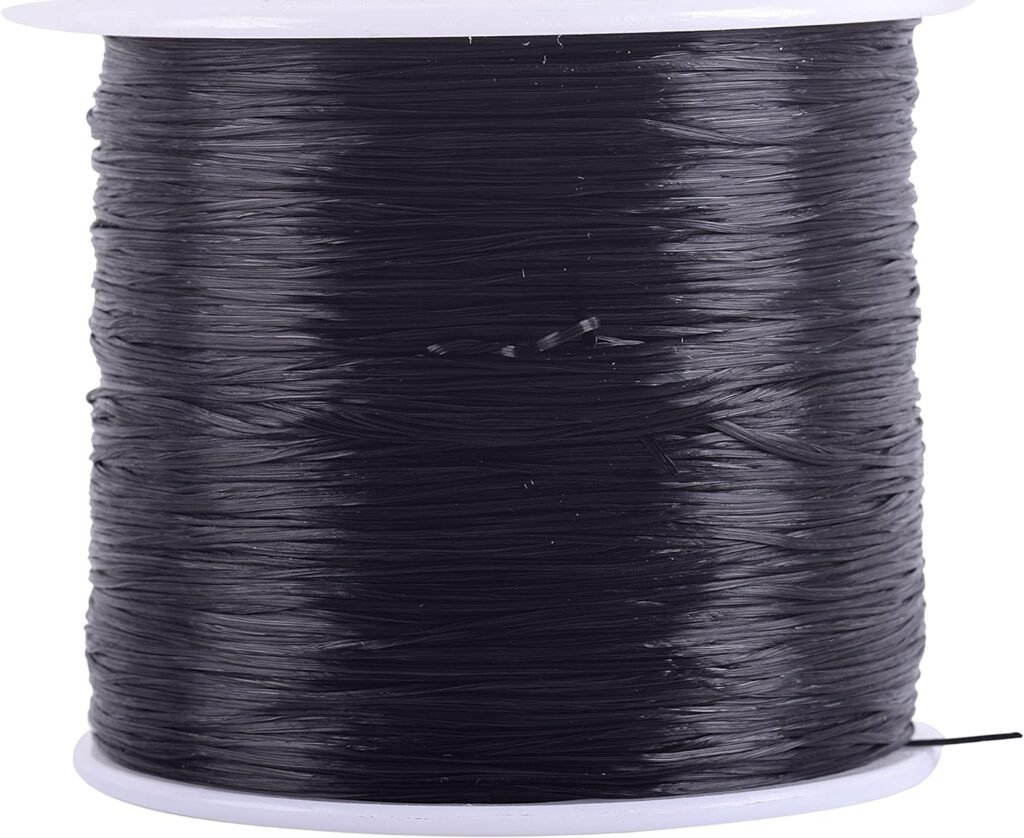 KONMAY 2 Rolls 0.8mm Flat Stretchy Bracelet Strings with Organizing Case, 180 Yards Black and White Crystal Elastic Thread Cord for Jewelry Bracelets Making and Beading