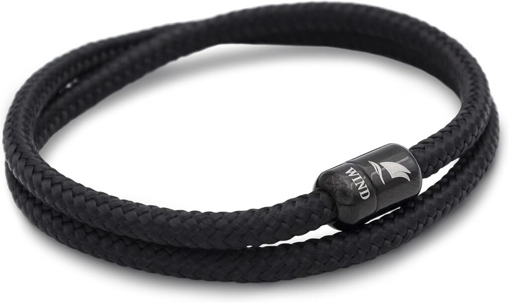 Wind Passion - Black Paracord Men’s Bracelet, Durable Rope Wristband for Men, Versatile Pulseras Para Hombres - Waterproof, Magnetic Clasp, Ideal for Outdoor  Fashion