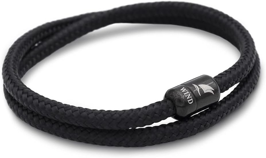 Wind Passion - Black Paracord Men’s Bracelet, Durable Rope Wristband for Men, Versatile Pulseras Para Hombres - Waterproof, Magnetic Clasp, Ideal for Outdoor  Fashion
