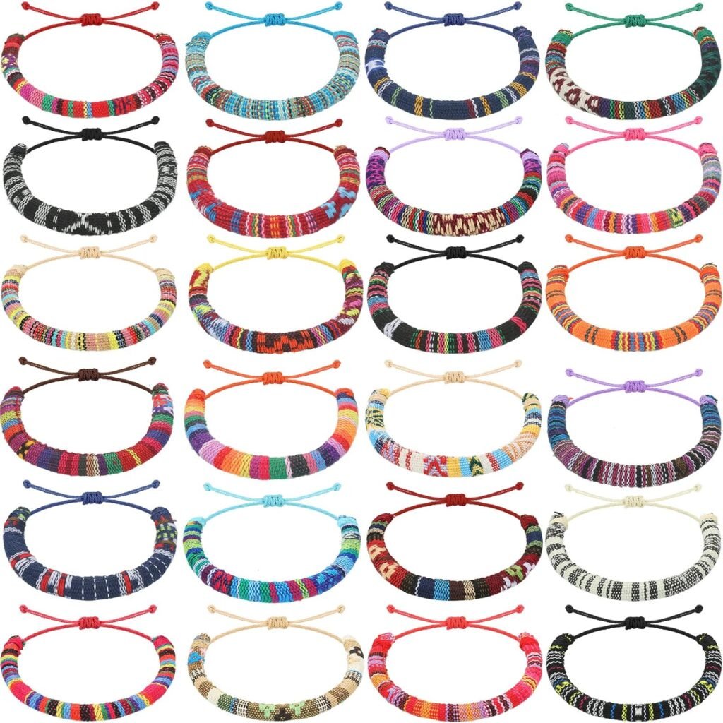 24 Pieces VSCO Bracelets for Teen Girls Friendship Bracelets Woven Braided Bracelet for Women and Men Boho Adjustable Ethnic Tribal Bracelet Rope String Bracelets